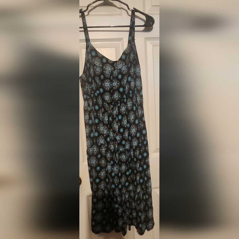 Torrid Black Dress with Blue and Teal Patterns